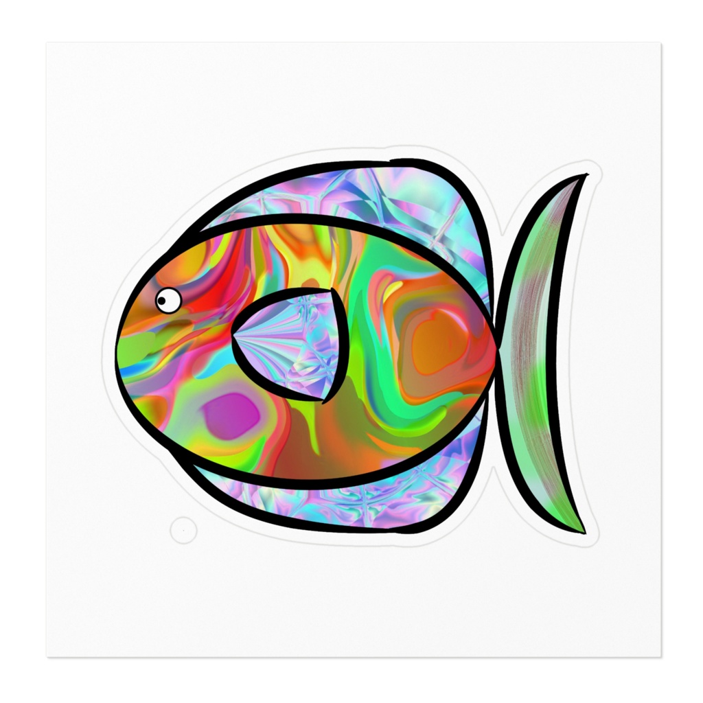 アブストラクト魚のステッカー