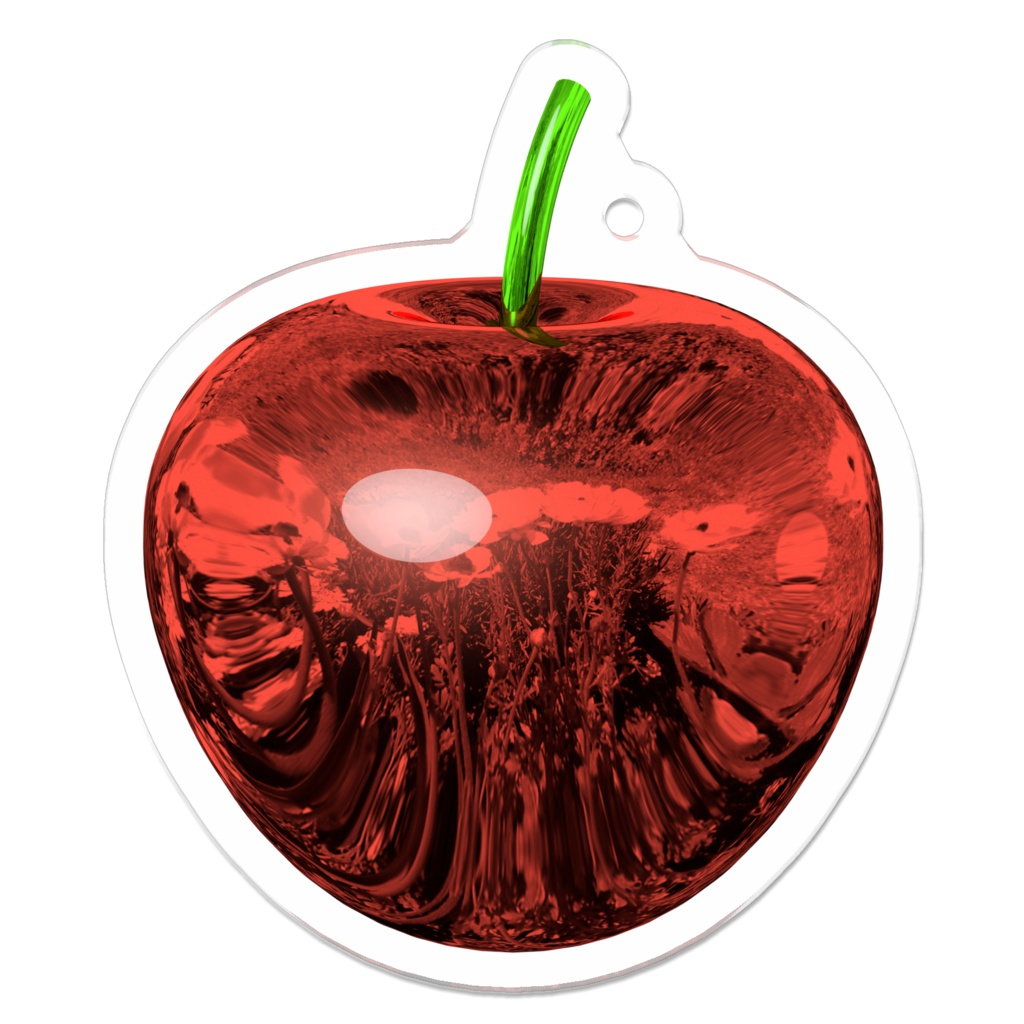 メタリックリンゴのアクリルキーホルダー (裏コーティング有り) / Metallic Apple Acrylic Key Chain