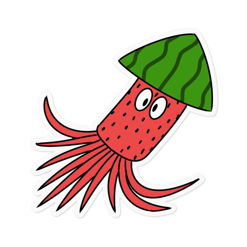 ス・イカのステッカー / Watermelon-Squid Sticker
