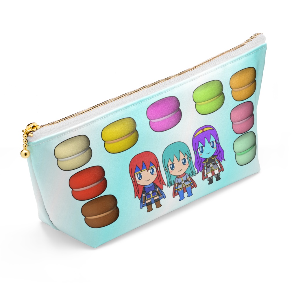 マカロンと少女のポーチ