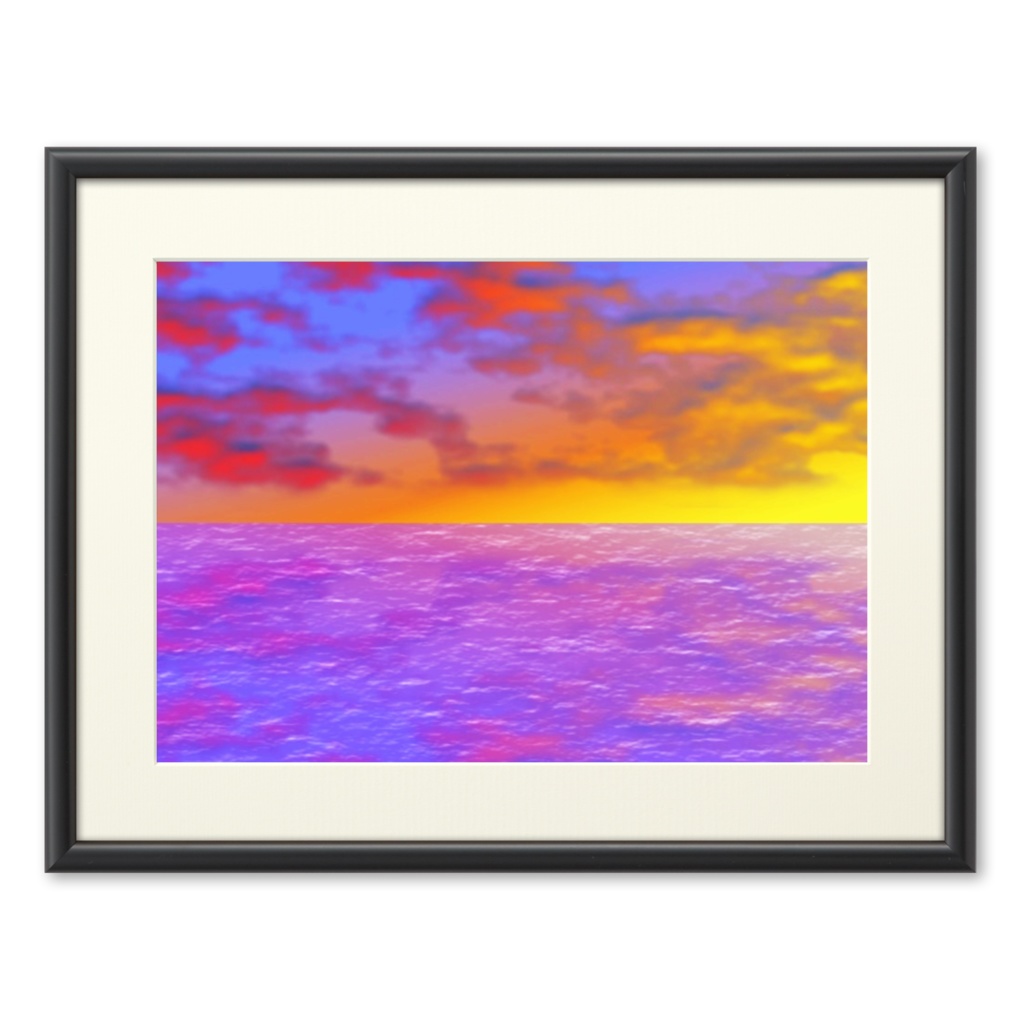 夕日の海のプリモアート
