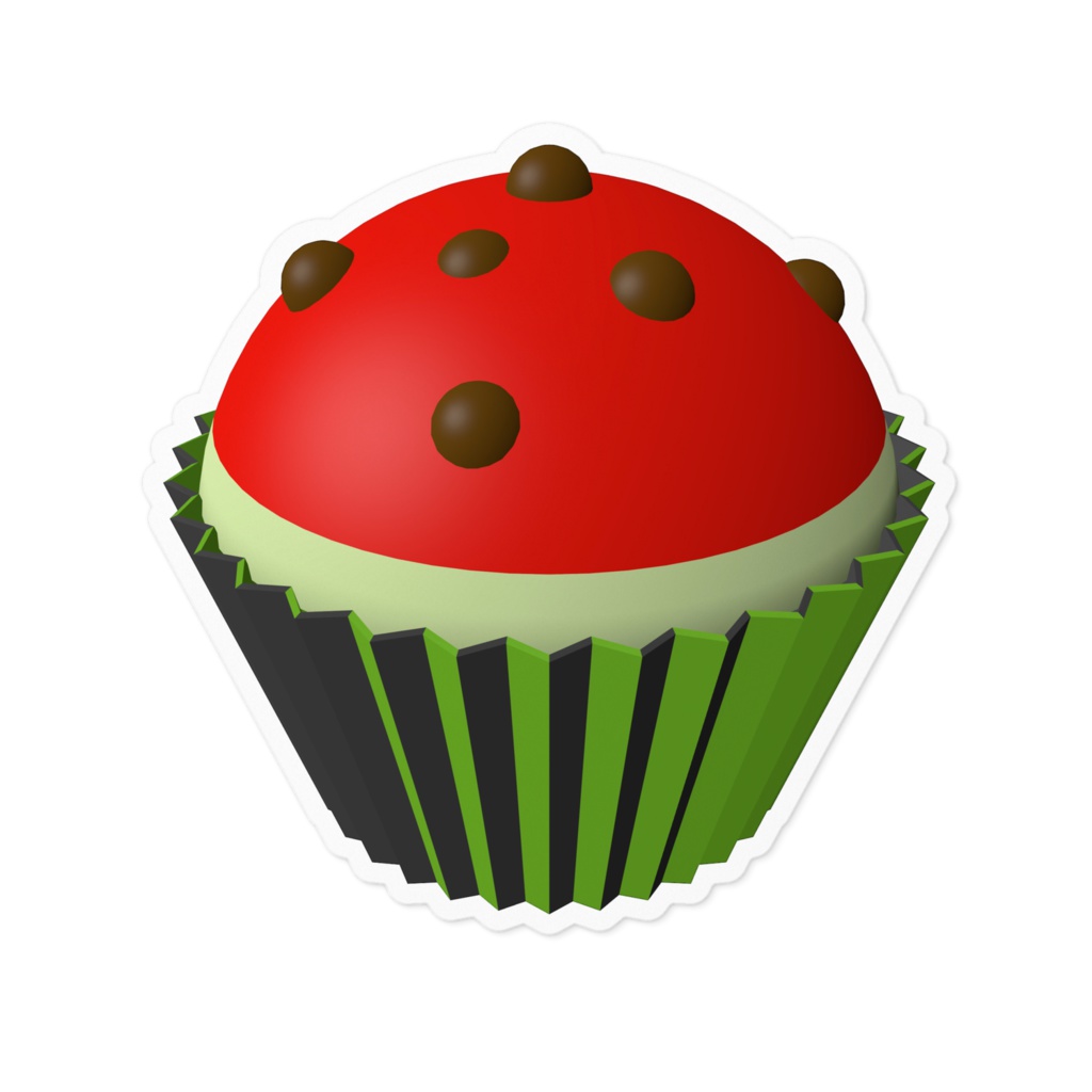 スイカ風カップケーキのステッカー / ''Watermelon Cup Cake'' Sticker
