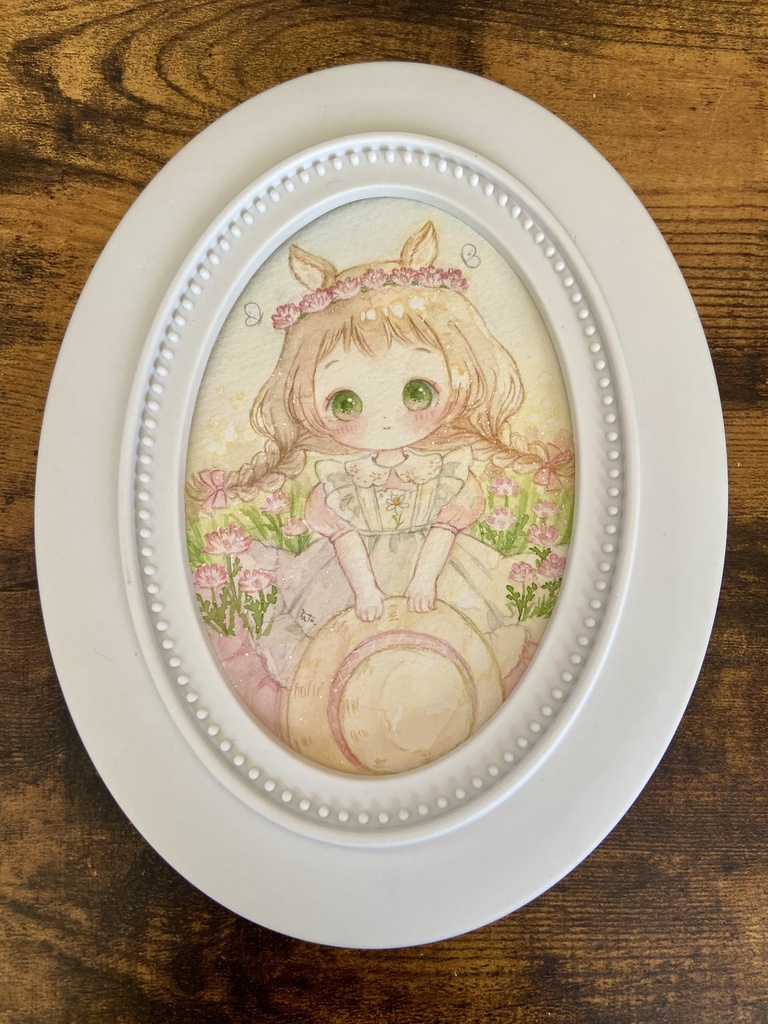 【楕円フレーム原画】春色の子鹿さん