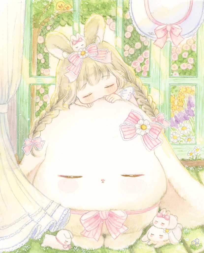 【額装作品】お昼寝だんご