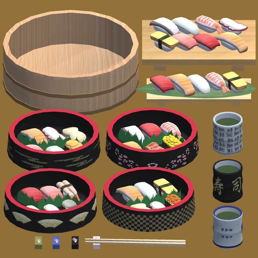 【3D小道具】お寿司セット
