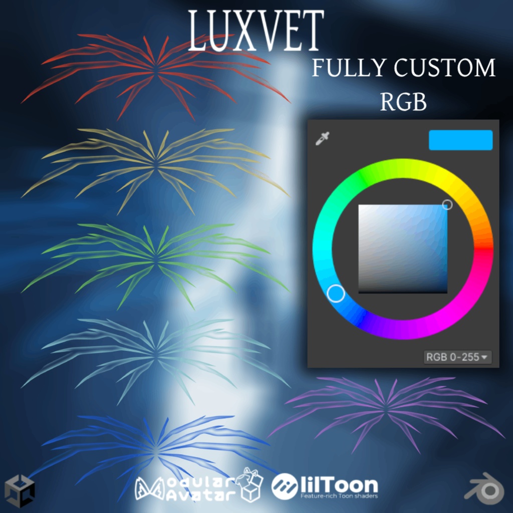 SCI FI AURA WINGS【Aura Wings, MA, Liltoon, Fully customizable】【オーラウィング Modular Avatar対応 Liltoon対応 フルカスタマイズ可能】