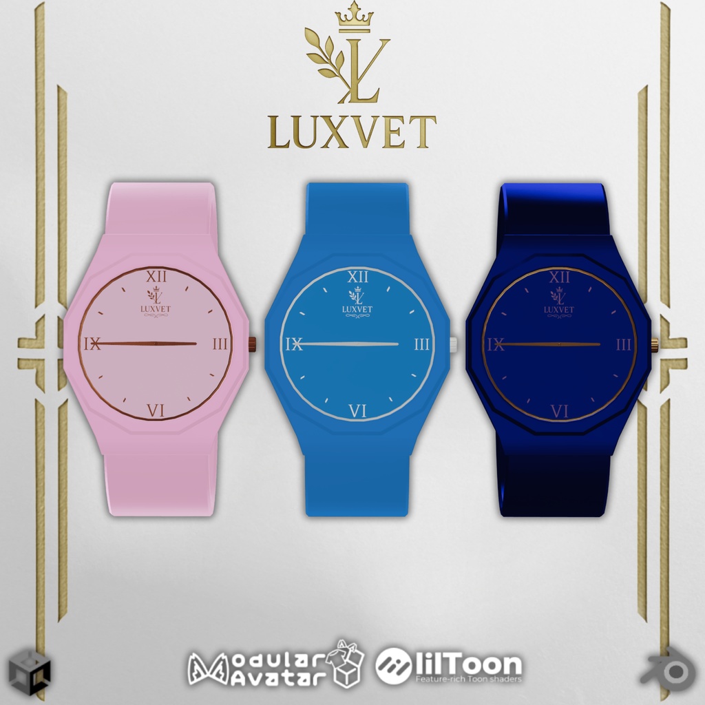 LUXVET SLIM WATCH COLLECTION【Slim Watch, MA, Liltoon, Fully customizable】【スリムウォッチ Modular Avatar対応 Liltoon対応 フルカスタマイズ可能】