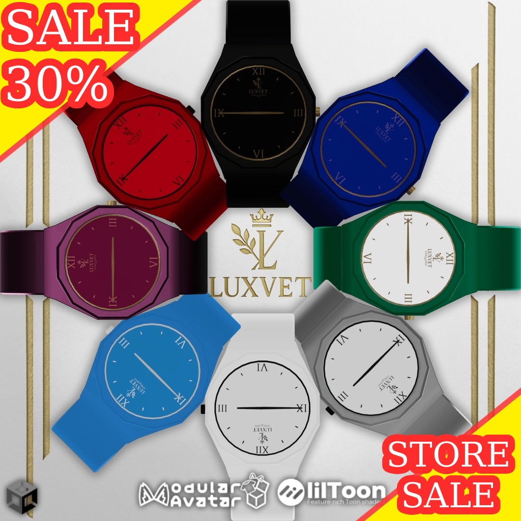 LUXVET SLIM WATCH COLLECTION【Slim Watch, MA, Liltoon, Fully customizable】【スリムウォッチ Modular Avatar対応 Liltoon対応 フルカスタマイズ可能】