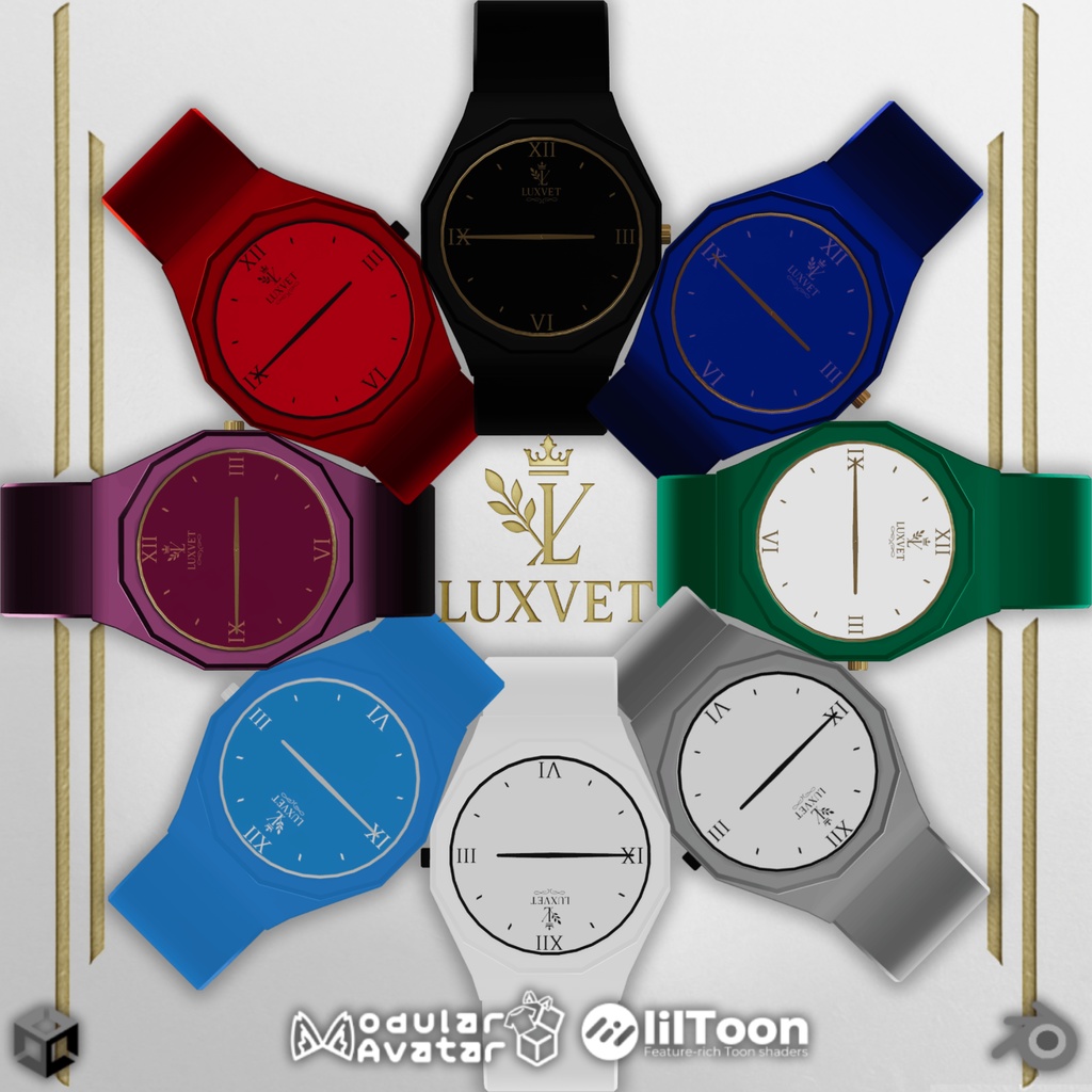 LUXVET SLIM WATCH COLLECTION【Slim Watch, MA, Liltoon, Fully customizable】【スリムウォッチ Modular Avatar対応 Liltoon対応 フルカスタマイズ可能】