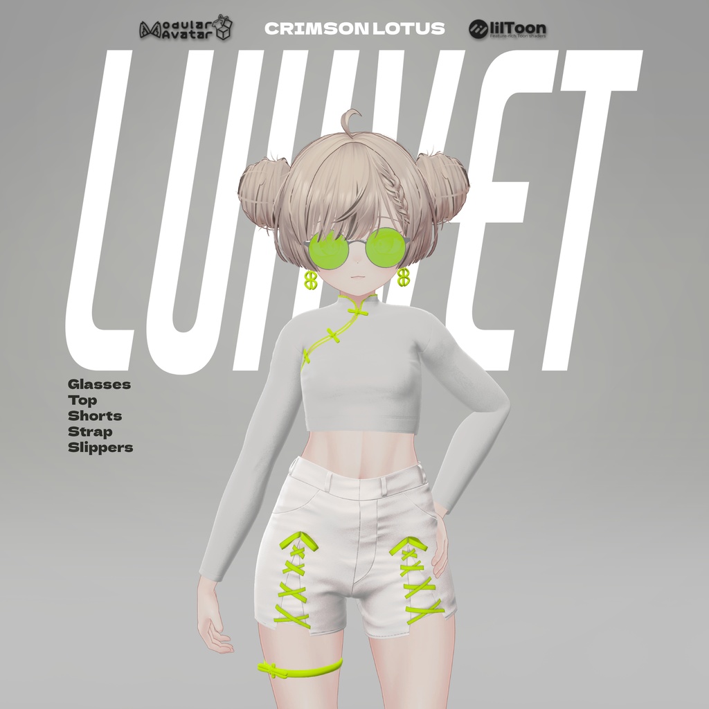 Crimson Lotus 💮【11アバター対応 / モダンチャイナ / RGBカスタム対応 / lilToon対応 / MA対応 / 形状調整シェイプキー付】💮