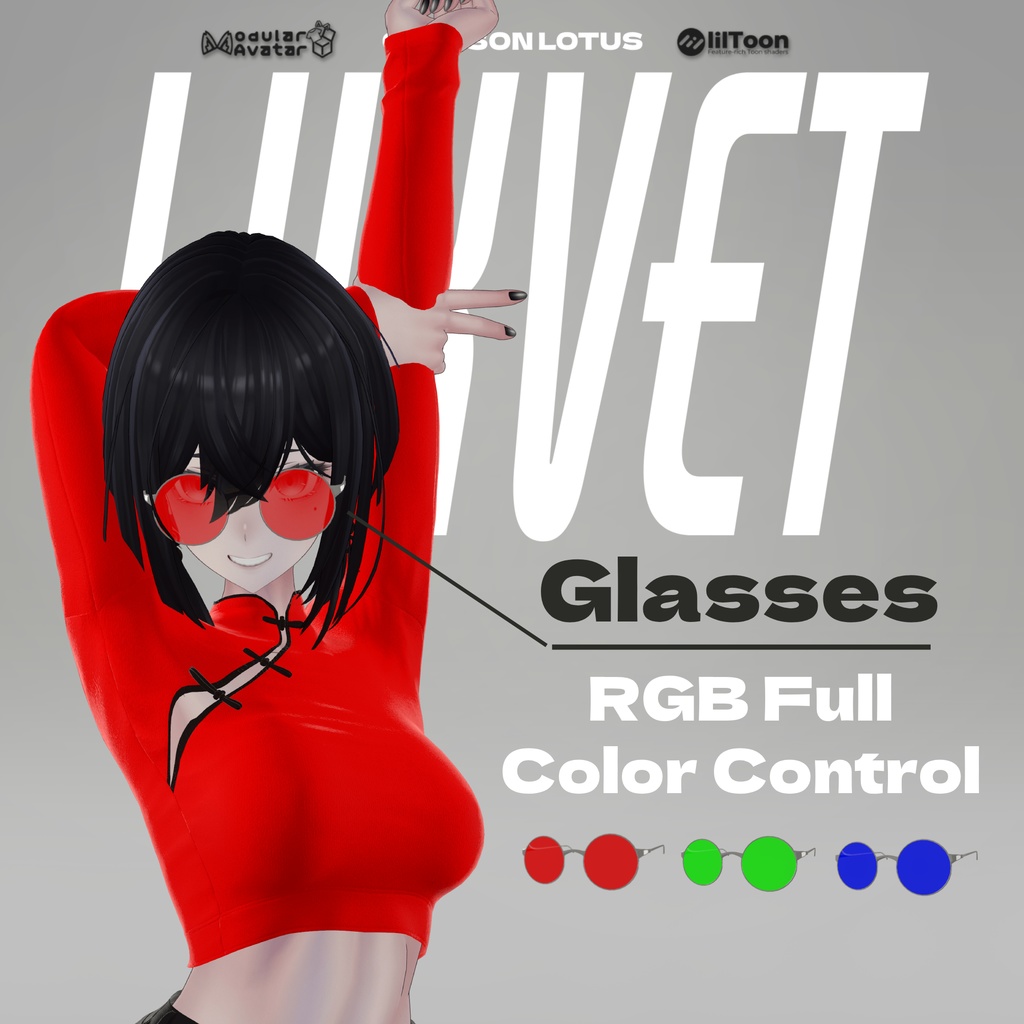 Crimson Lotus 💮【11アバター対応 / モダンチャイナ / RGBカスタム対応 / lilToon対応 / MA対応 / 形状調整シェイプキー付】💮