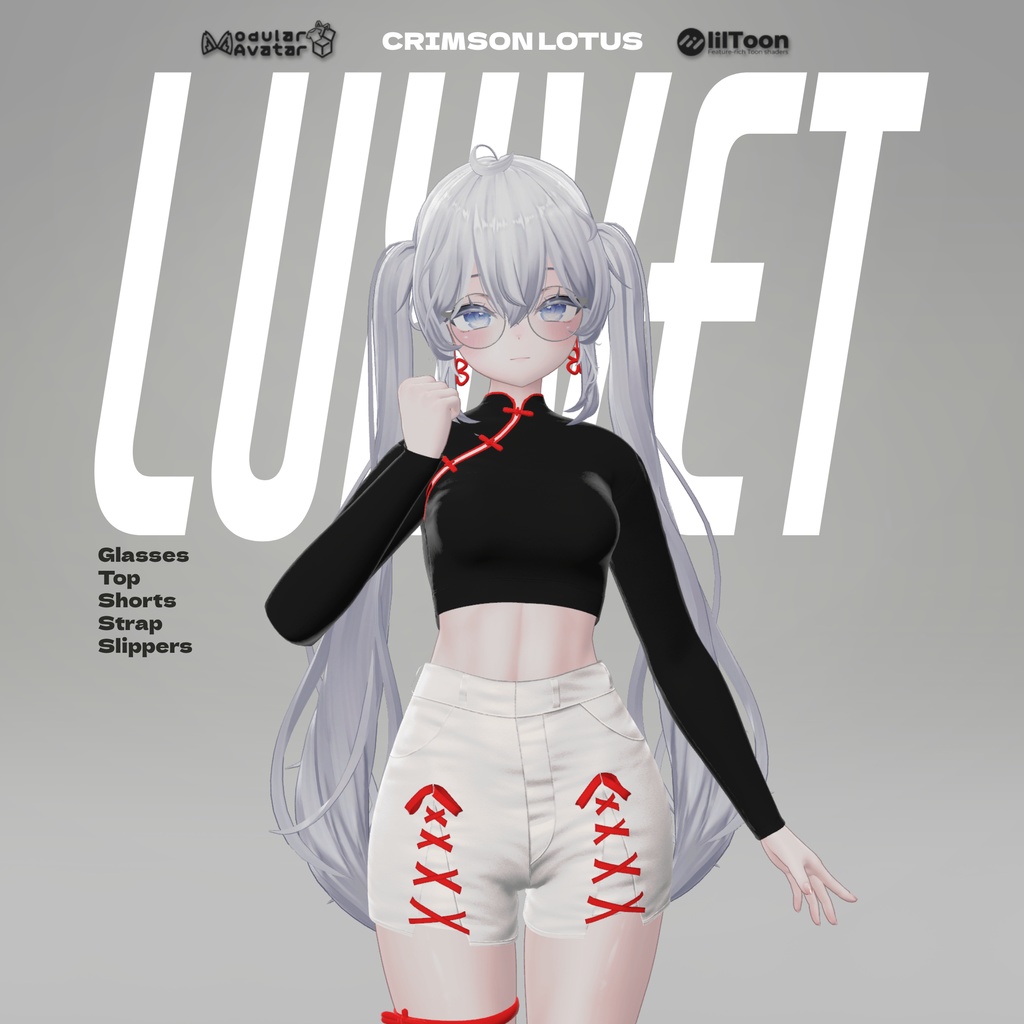 Crimson Lotus 💮【11アバター対応 / モダンチャイナ / RGBカスタム対応 / lilToon対応 / MA対応 / 形状調整シェイプキー付】💮