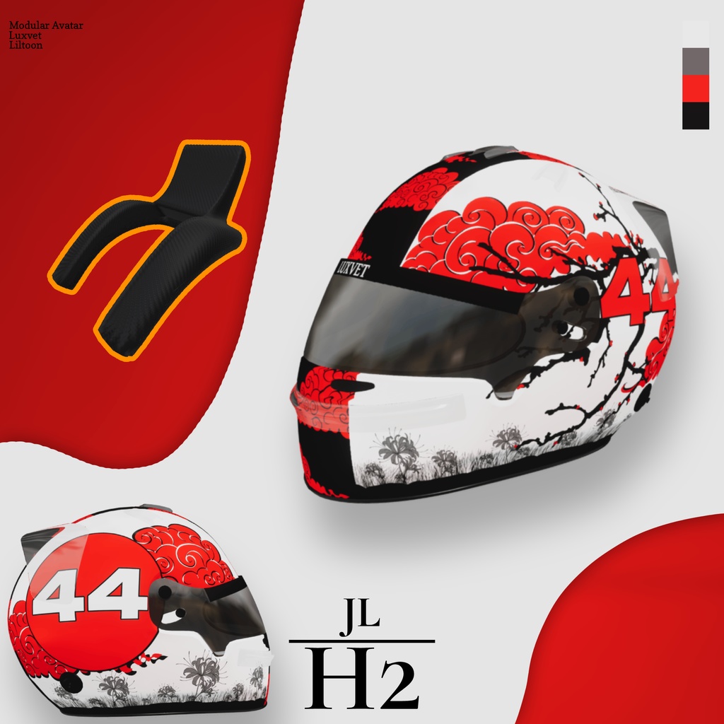 (Helmet) Luxvet H2 ヘルメットセット【4デザイン / ネックブレース付属 / lilToon・MA対応】