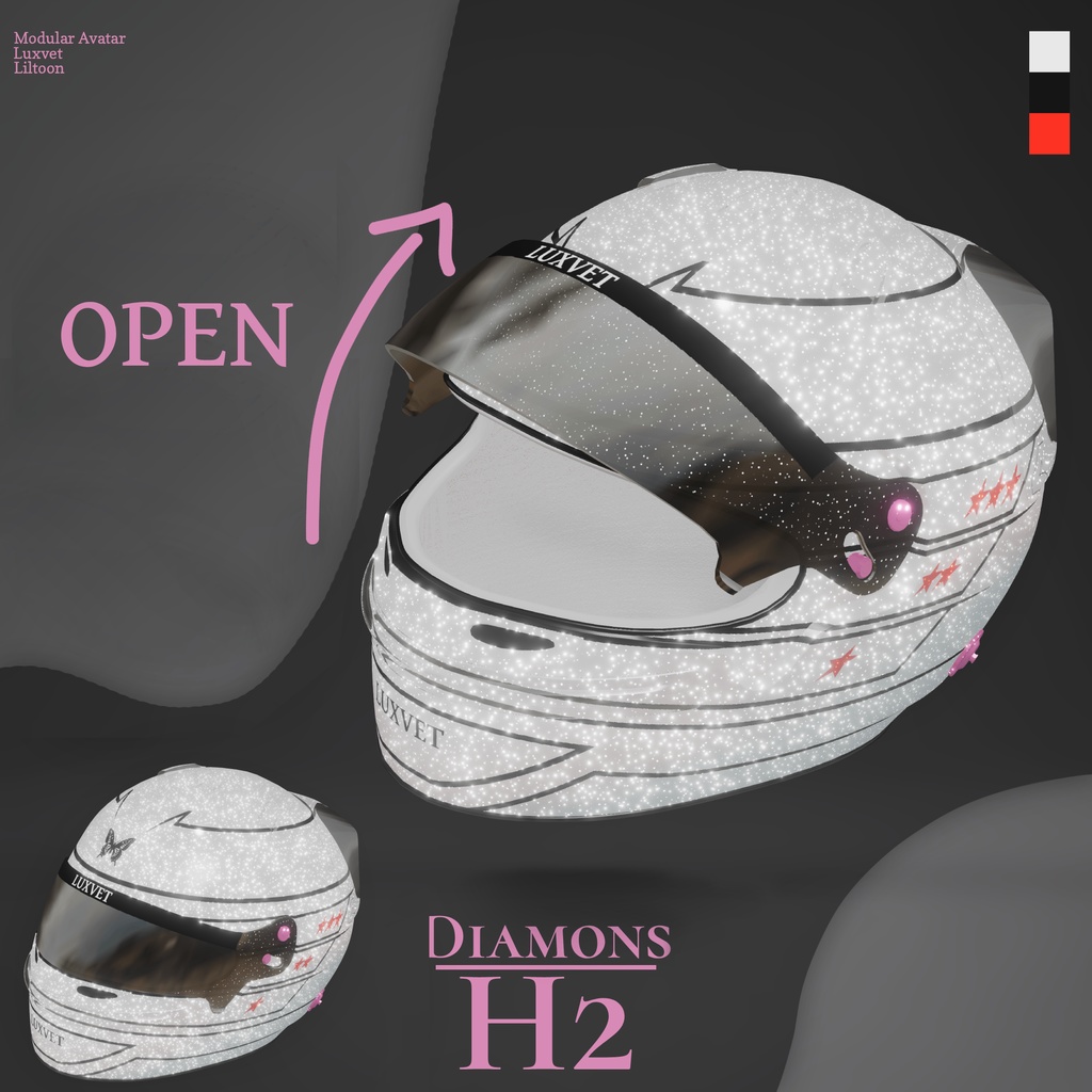 (Helmet) Luxvet H2 ヘルメットセット【4デザイン / ネックブレース付属 / lilToon・MA対応】