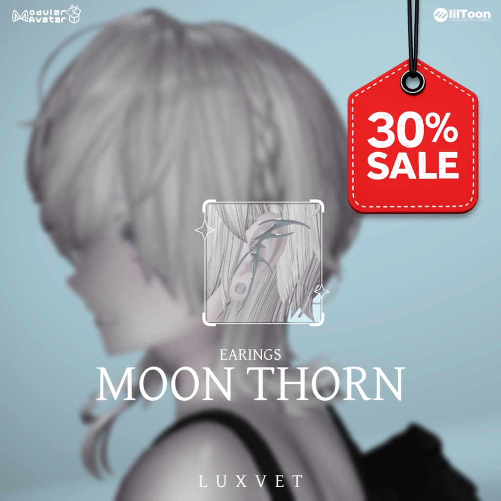 Moon Thorn イヤリング【9アバター対応 / lilToon・MA対応】