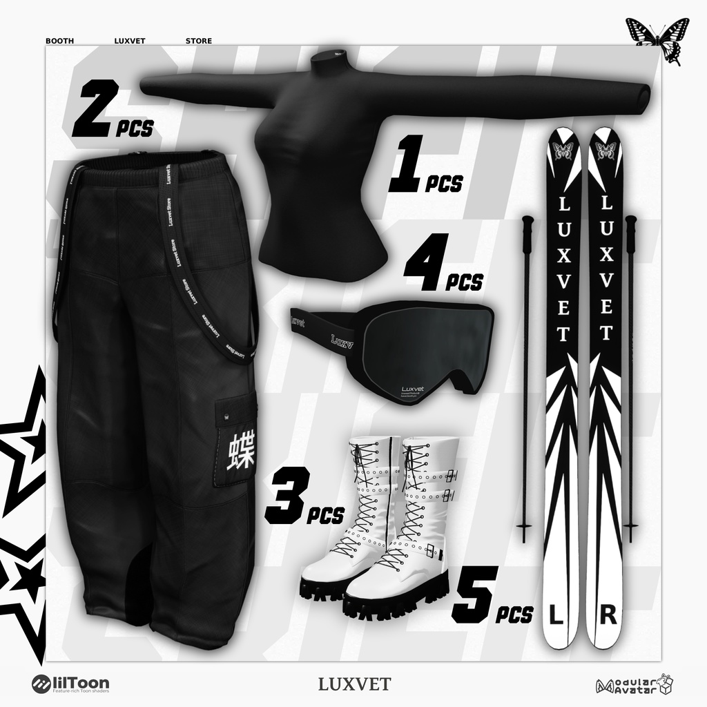 SKI FIT フルスキーアウトフィット | フルRGB対応 | 12アバター対応 | liltoon・Modular Avatar対応 | SKI FIT Full Ski Outfit | Full RGB Support | Supports 12 Avatars | Compatible with Liltoon and Modular Avatars