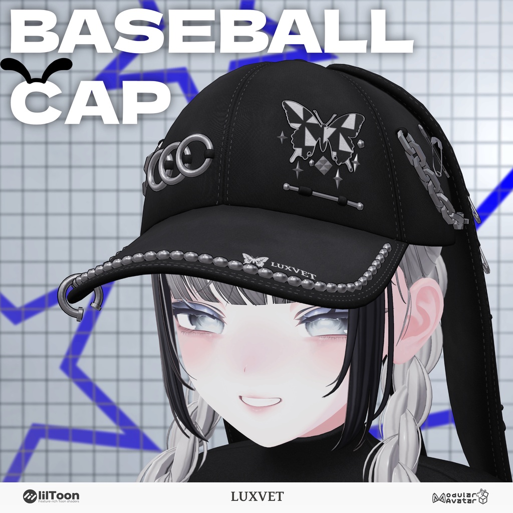 🐰 Bunny Cap(バニーキャップ)| テックウェア ベースボールキャップ | フルRGB対応 | PhysBones・シェイプキー搭載 | lilToon・Modular Avatar対応