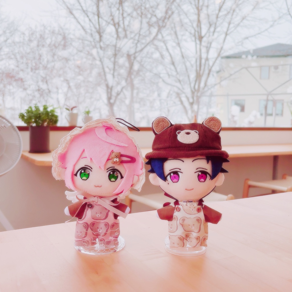 ʕ•ᴥ•ʔクマちゃん柄サロペットʕ•ᴥ•ʔ16cmぬい服