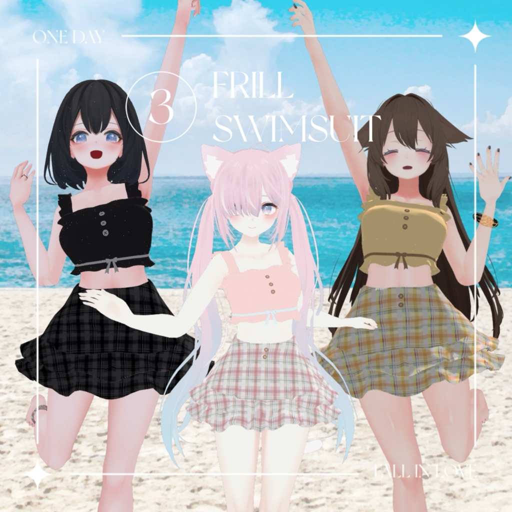 【3アバター対応】フリル水着＆クリスタルアクセサリー【PB対応】