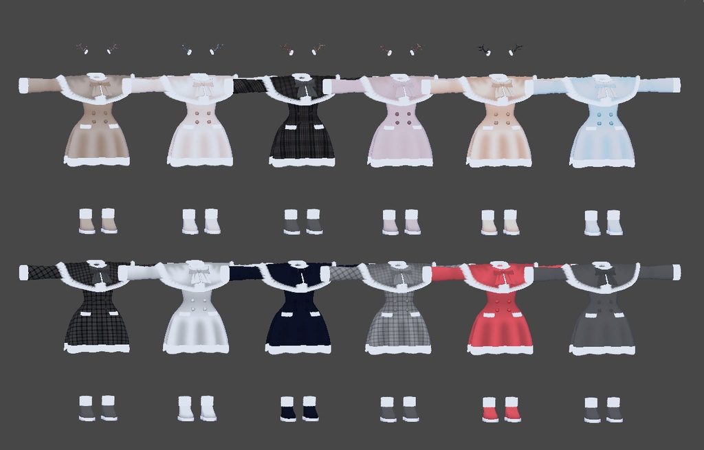 ファーコート&角(パーティクル付き)【複数アバター対応】