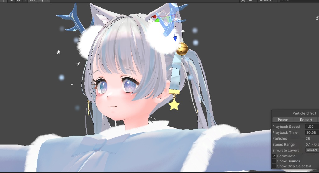 泡がポコポコして雪がふる角セット【パーティクルあり】