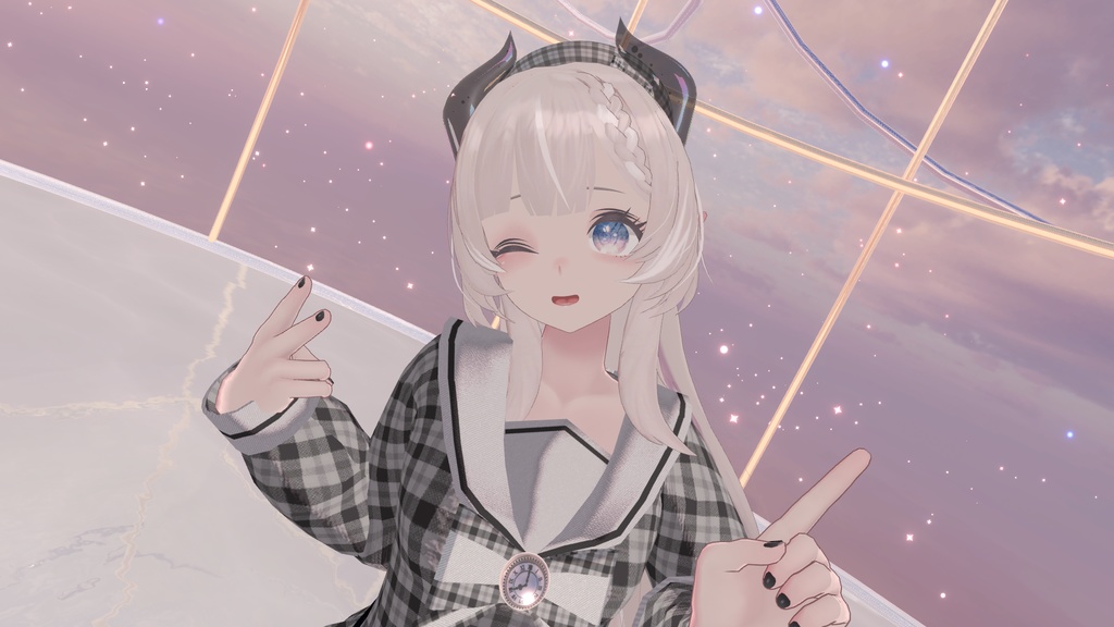 泡がポコポコして雪がふる角セット【パーティクルあり】