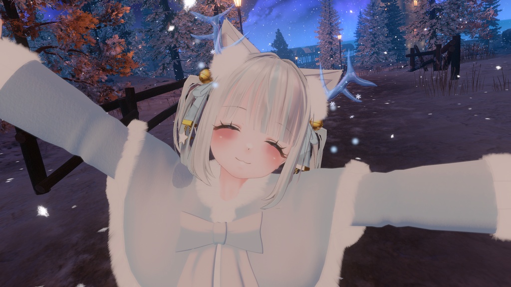 泡がポコポコして雪がふる角セット【パーティクルあり】