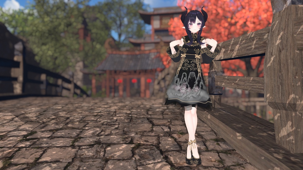 山水画の中華風ドレス【複数アバター対応】