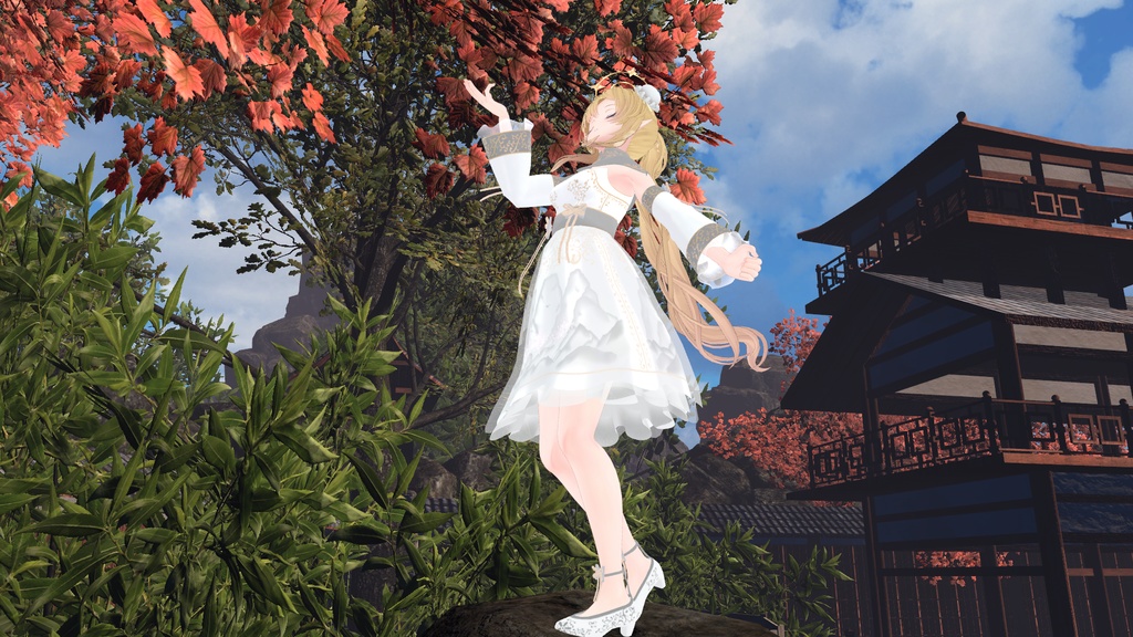 山水画の中華風ドレス【複数アバター対応】