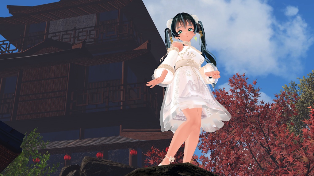 山水画の中華風ドレス【複数アバター対応】