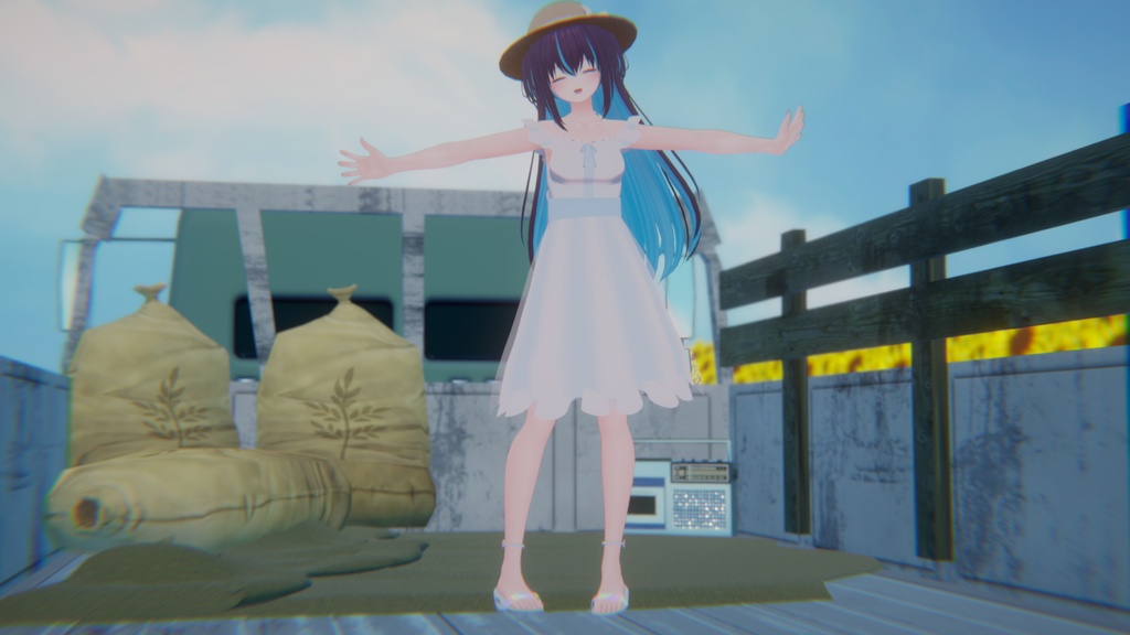 【boothフォロワー数300人突破記念】ふわふわ白ワンピ【複数アバター対応】