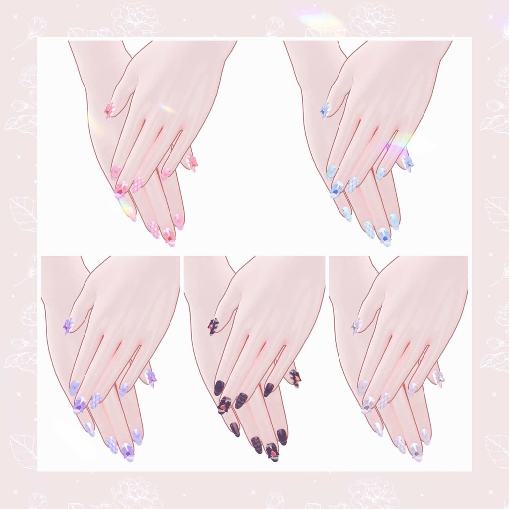 glittery makeup Texture&magnet ribbon nail♡