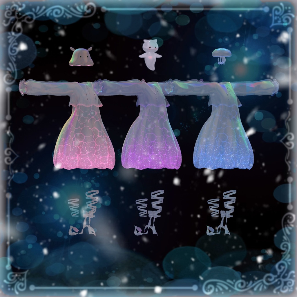 【海の仲間たちヘイロー付き❣】Jellyfish and their sea friends