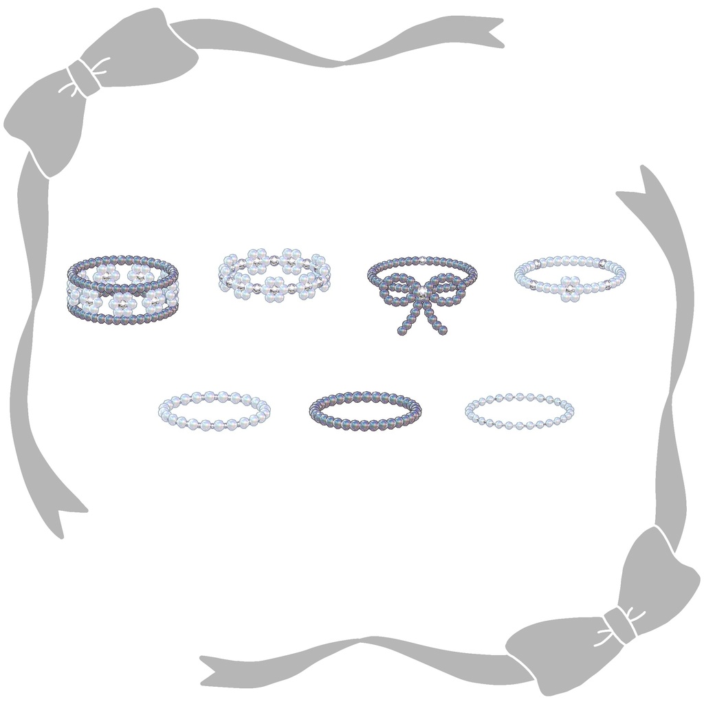 お花とリボンのビーズリング