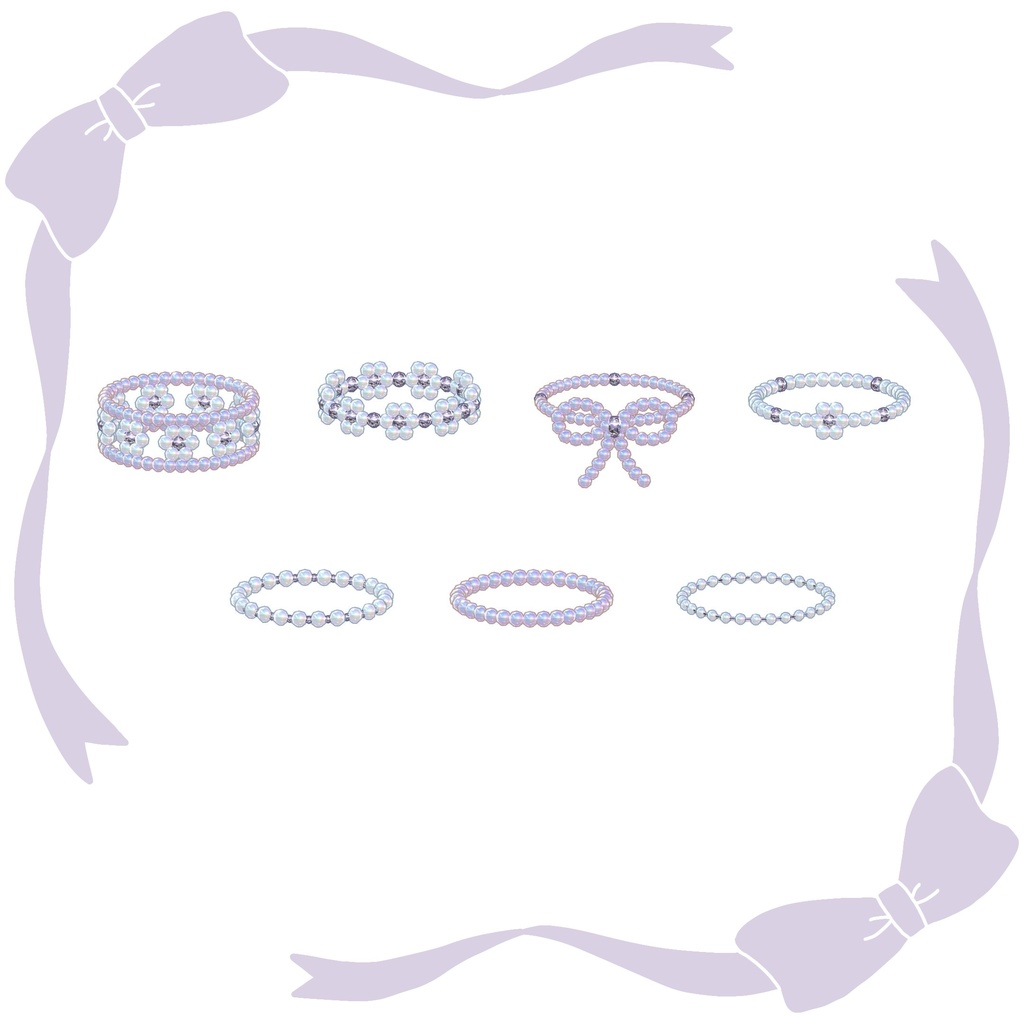 お花とリボンのビーズリング