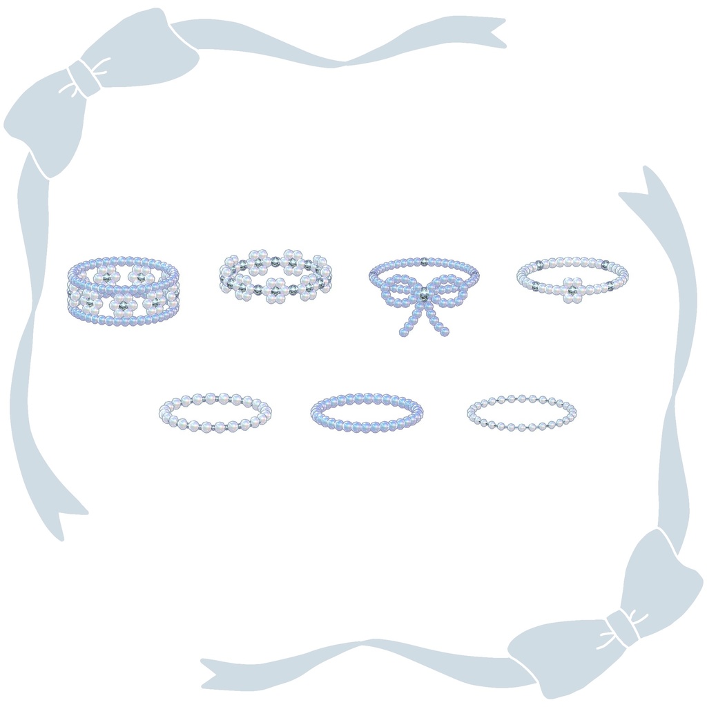 お花とリボンのビーズリング