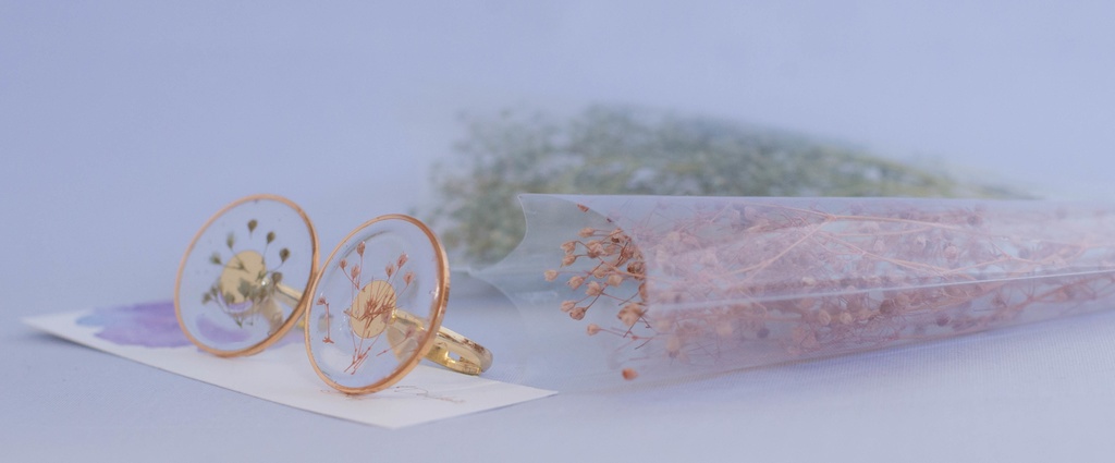 カスミソウの指輪　ブルー