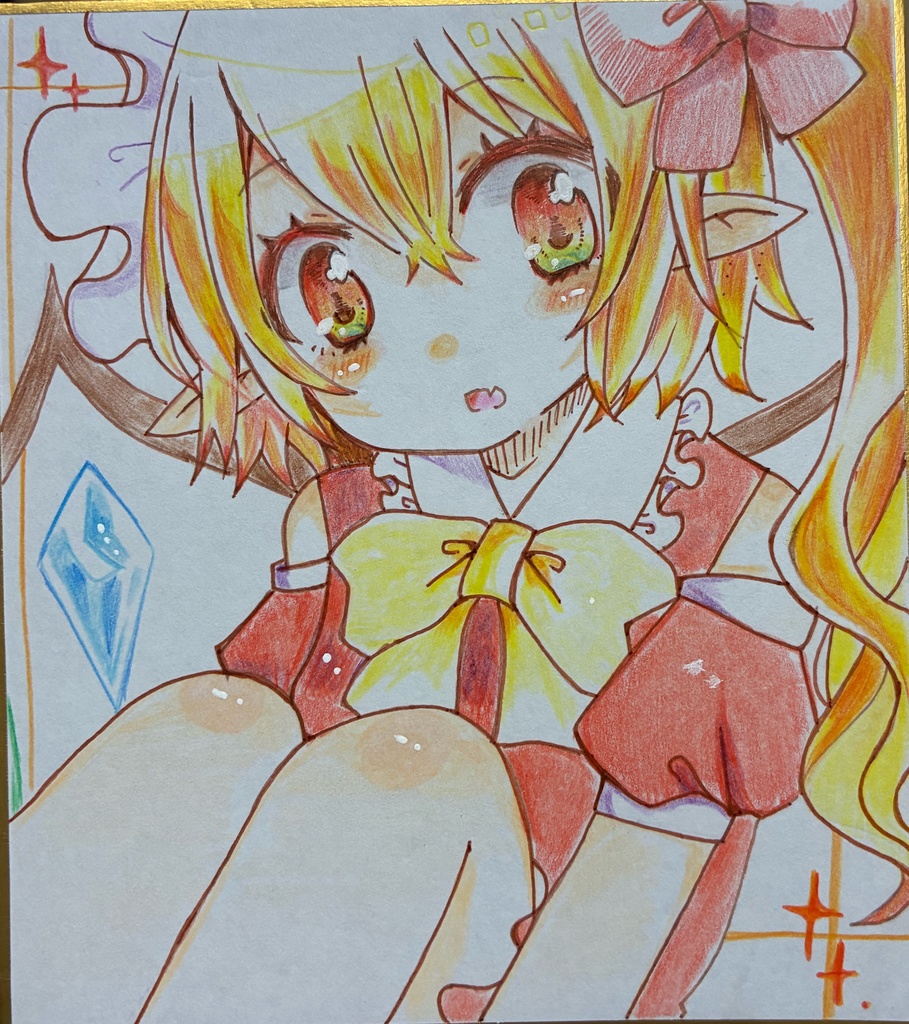 東方Project フランドール・スカーレット 手描き小色紙 原画