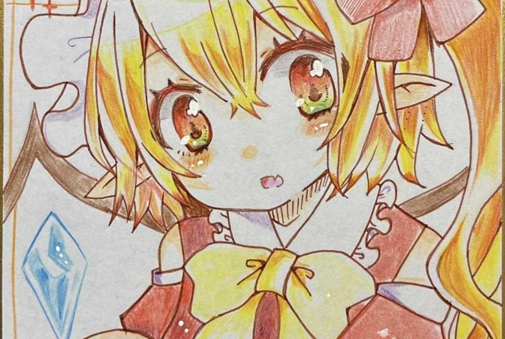 東方Project フランドール・スカーレット 手描き小色紙 原画