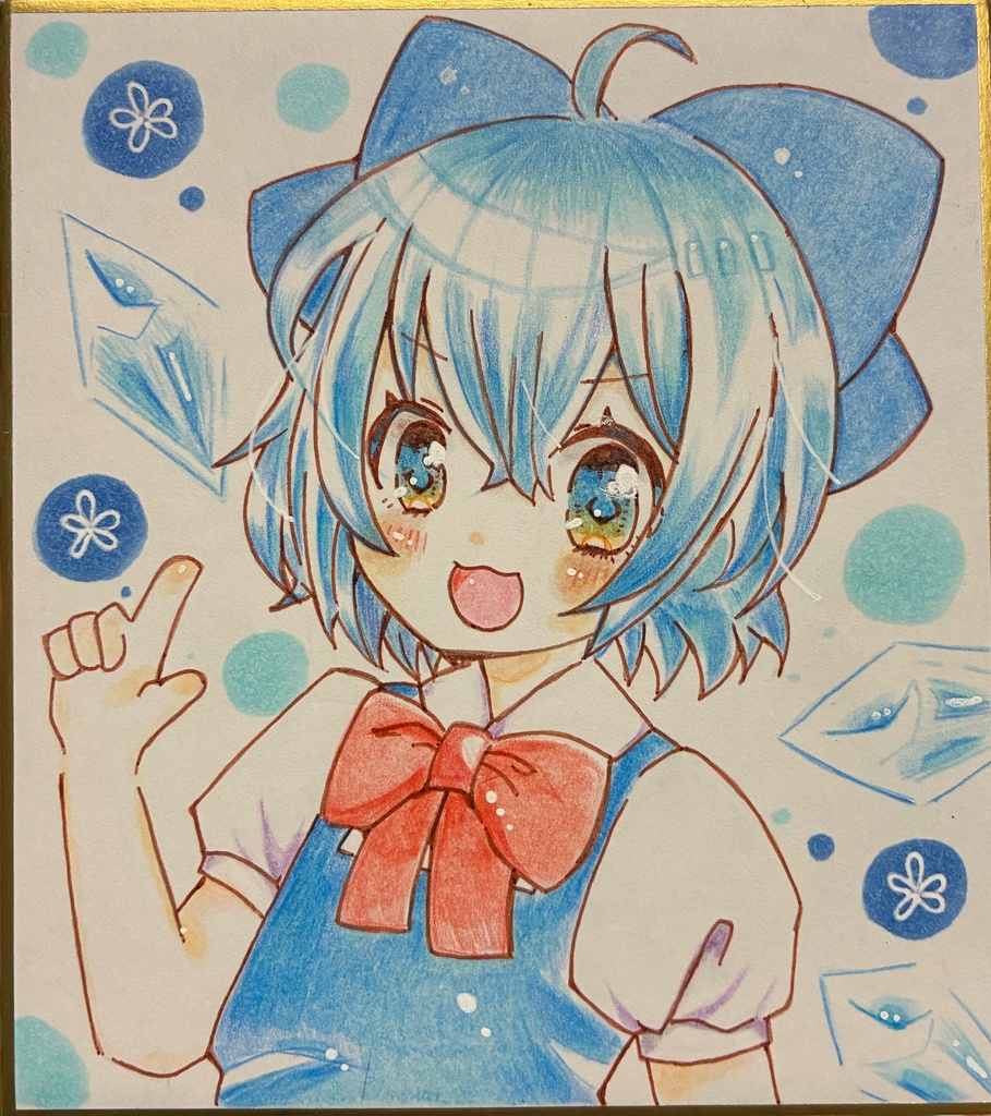 東方Project チルノ 手描き小色紙 原画