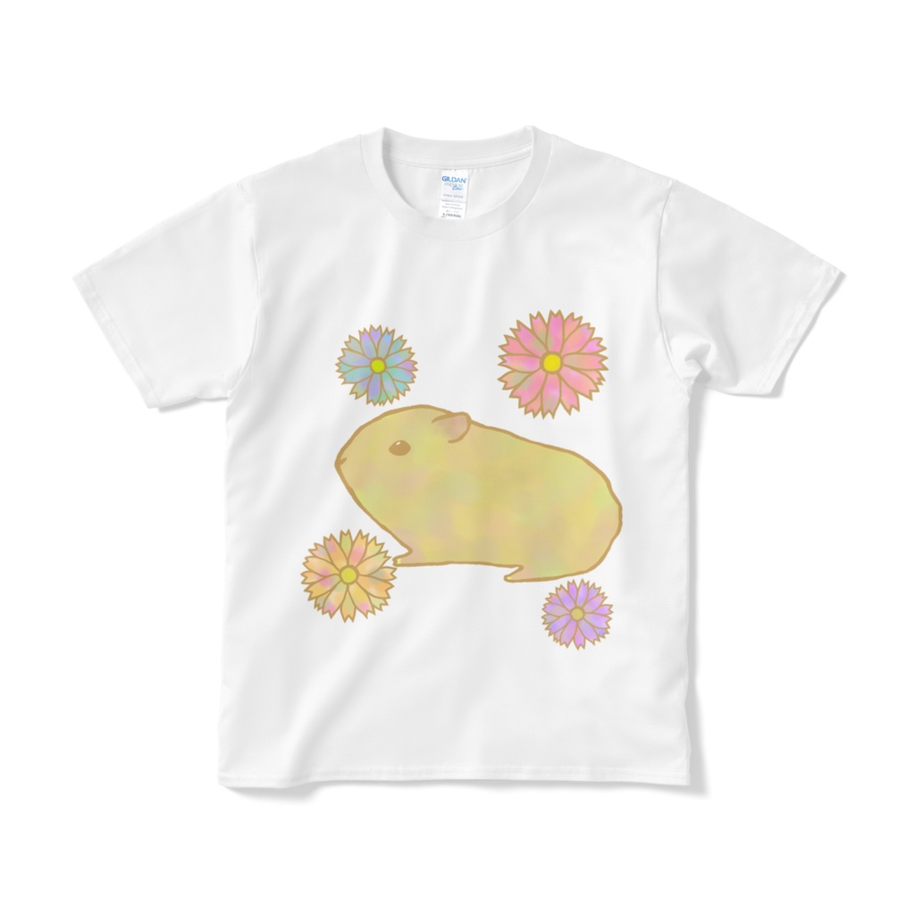 モルモットとお花Tシャツ
