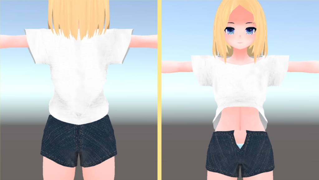 キッシュ素体+たわわ胸用『デカすぎて固定資産税がかかりそうな下乳ヘソ出し短パンTシャツ』