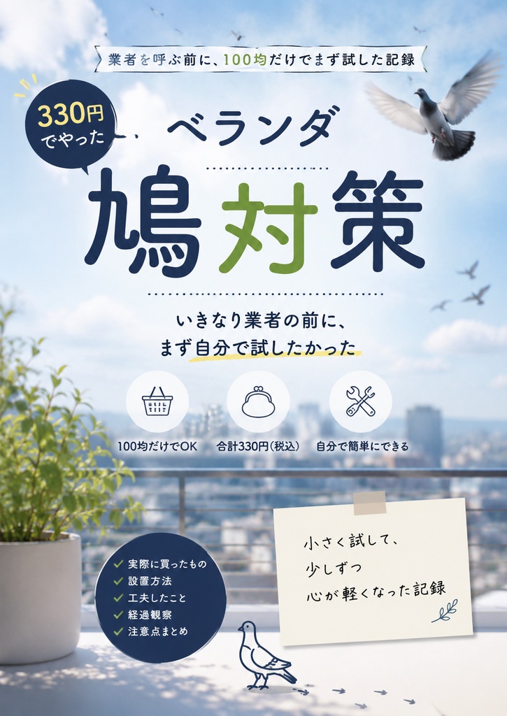 「330円でやったベランダ鳩対策」いきなり業者の前に、まず自分で試したかった
