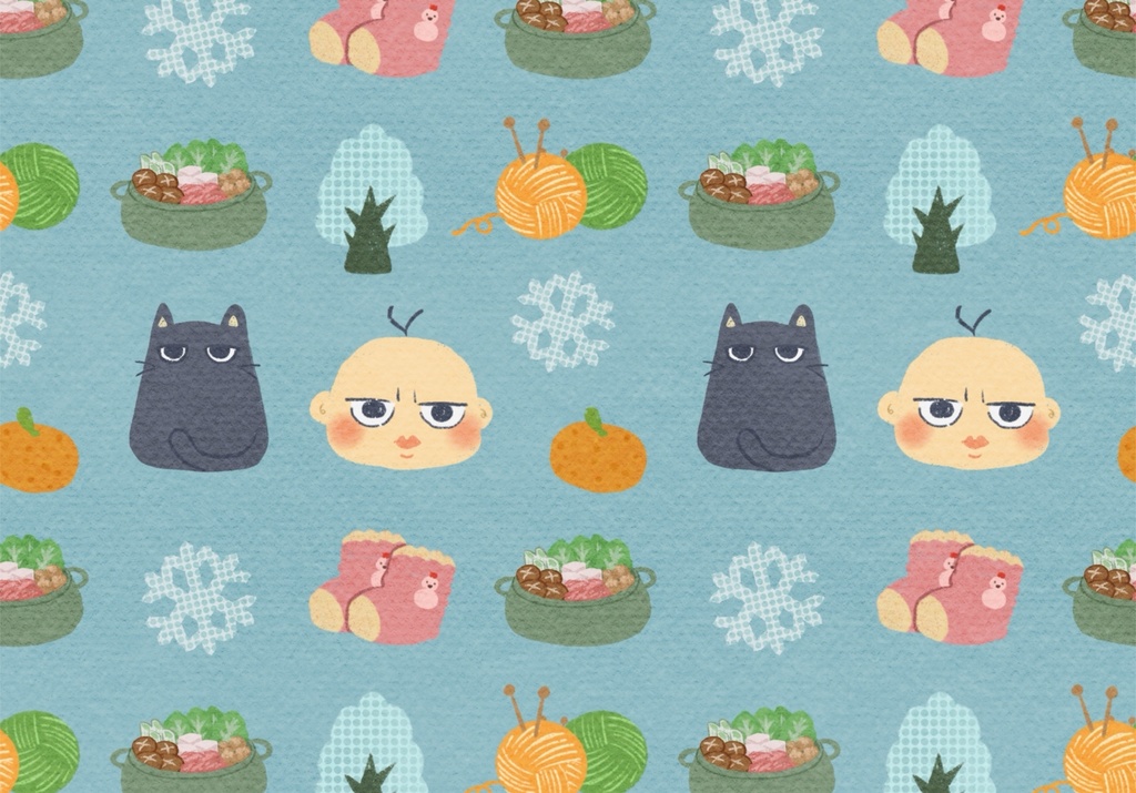 【iPad・iPhone16用】みかん太郎とインキャ猫シリーズ　壁紙