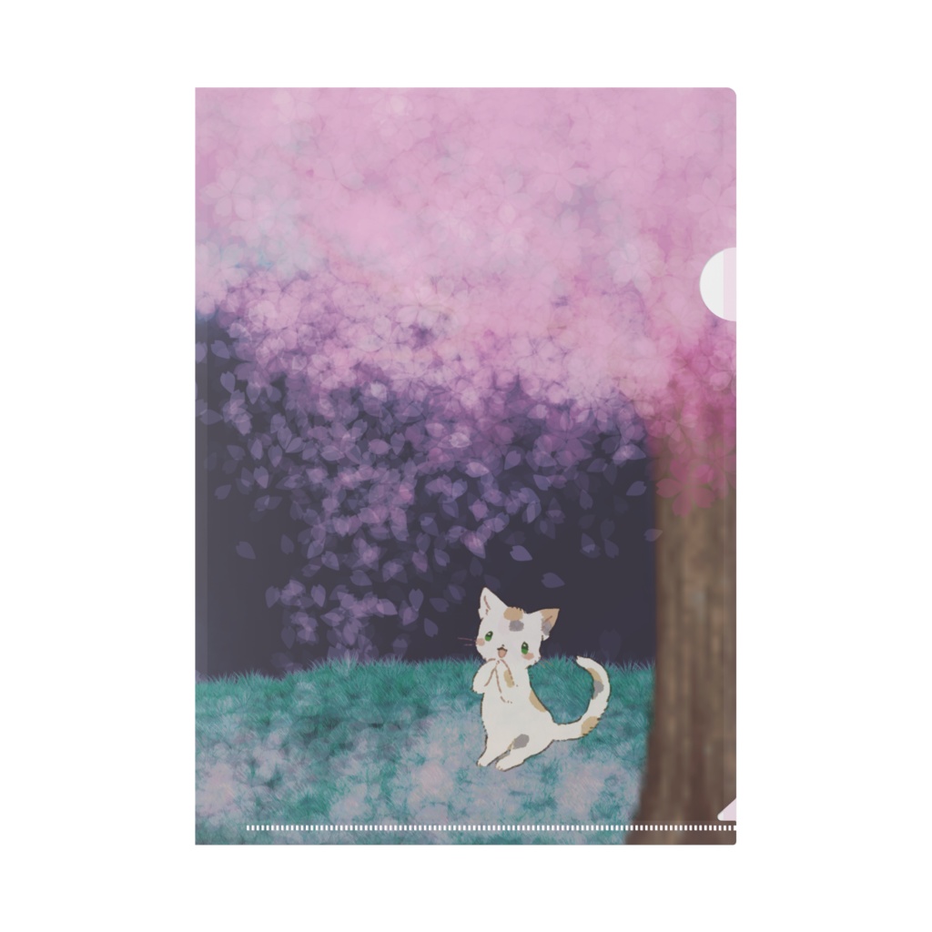 夜桜ねこ　クリアファイル