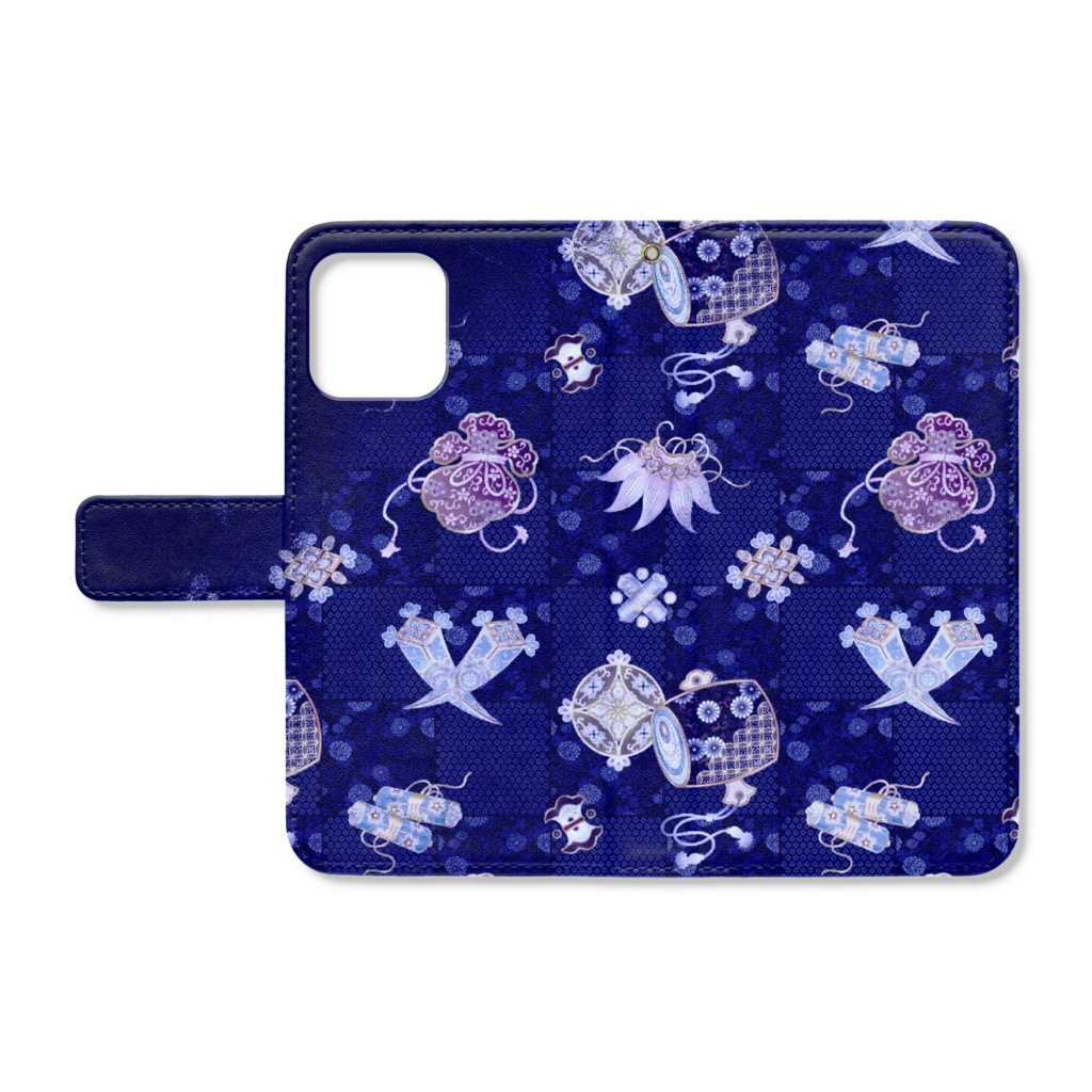 藍染宝尽くし iPhoneケース