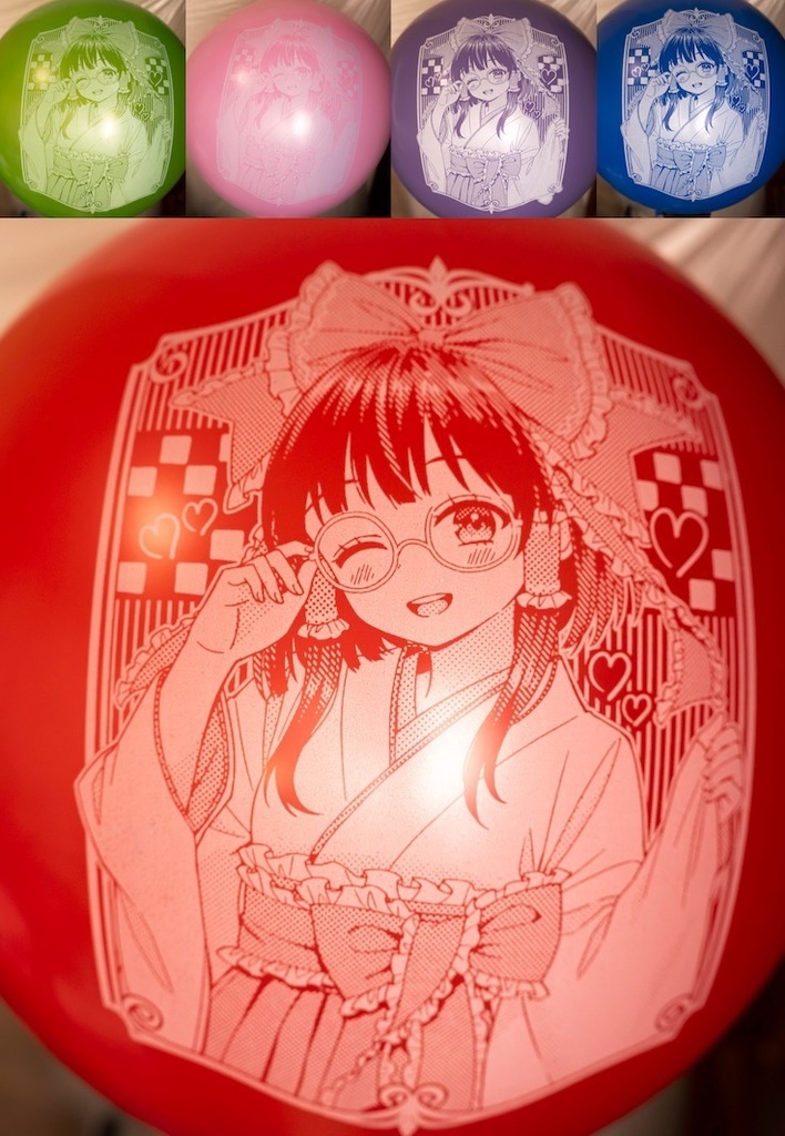 レトロ御洒落な霊夢さん風船 -白インク・ウィンク版-