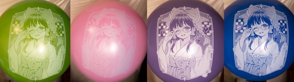 レトロ御洒落な霊夢さん風船 -白インク・ウィンク版-