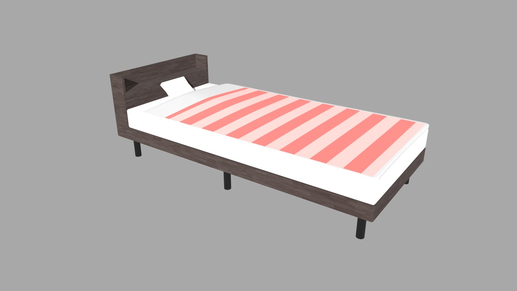 【無料DL/Free Download】ベッド 3Dモデル ドット/柄/ストライプ