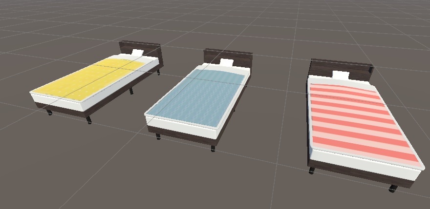 【無料DL/Free Download】ベッド　3Dモデル　ドット/柄/ストライプ